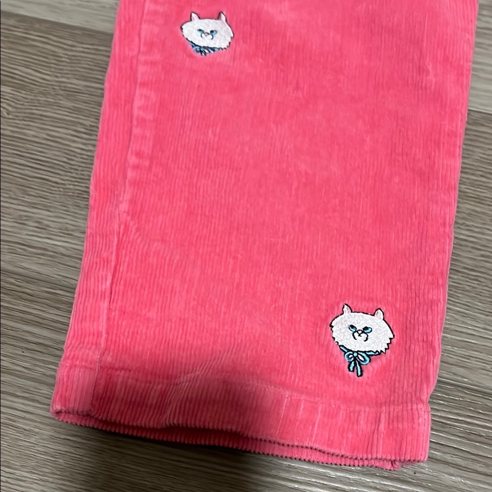 Lazy Oaf Pink Corduroy Cat Embroidered Pants - Picture 3 of 9